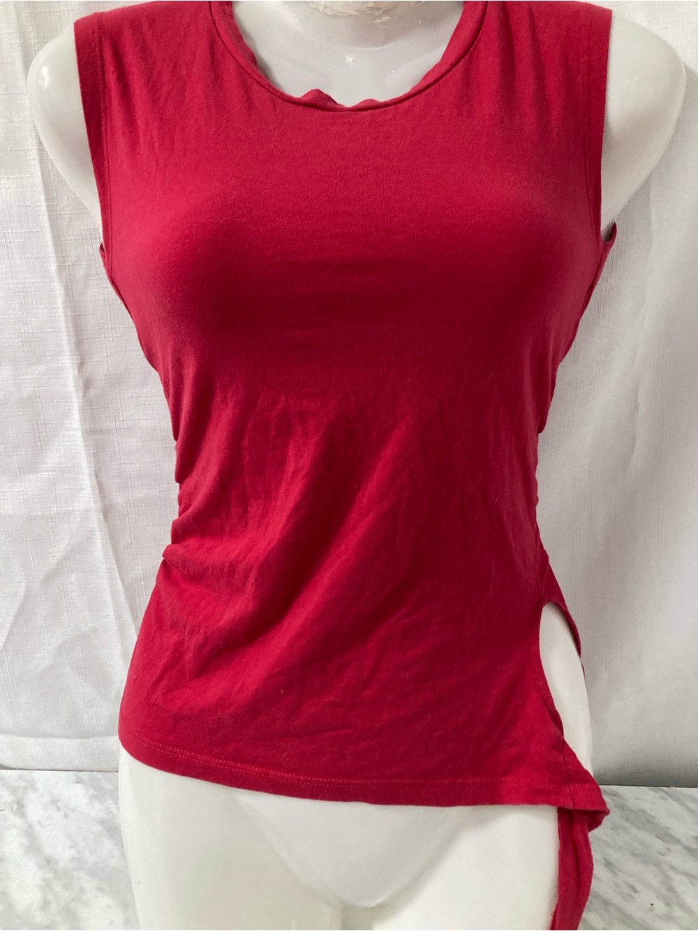 Unbranded Red Y2K Asymmetrical Side Cutout Tie Tank Top M